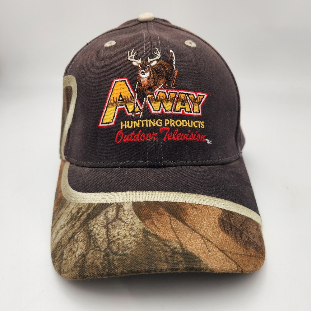 A-Way Hunting Products Outdoor Television Hat Mens‎ Brown Camo Deer Embroidered